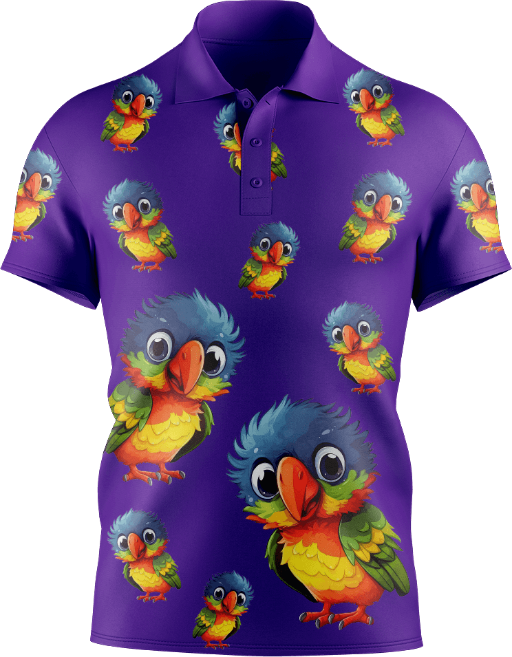 Rainbow Lorikeet Men's Short Sleeve Polo - fungear.com.au
