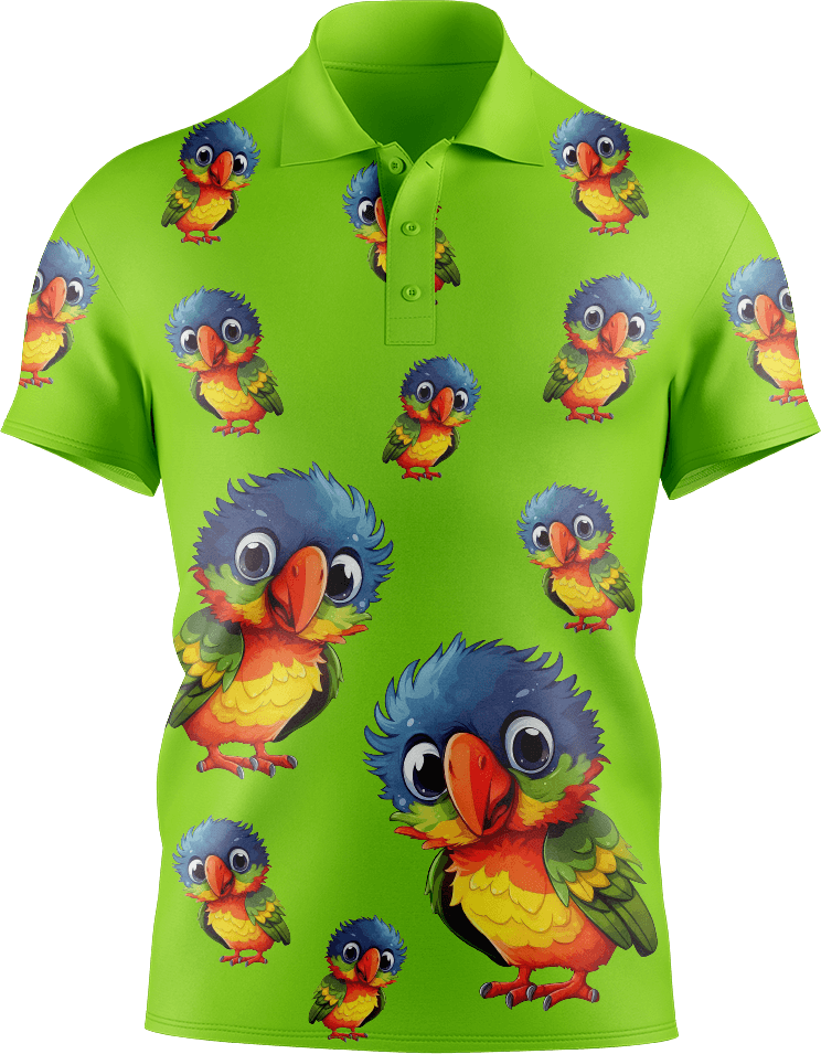 Rainbow Lorikeet Men's Short Sleeve Polo - fungear.com.au