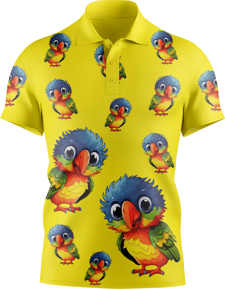 Rainbow Lorikeet Men's Short Sleeve Polo - fungear.com.au