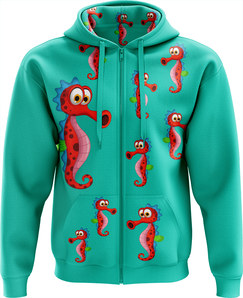 Sassy Seahorse Full Zip Hoodies Jacket - fungear.com.au