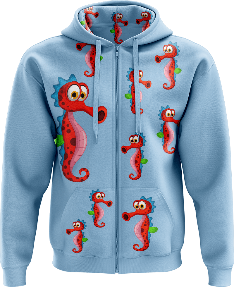 Sassy Seahorse Full Zip Hoodies Jacket - fungear.com.au