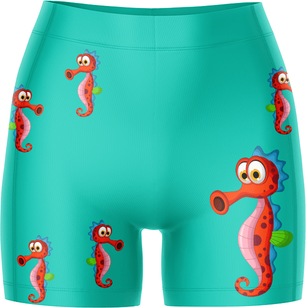 Sassy Seahorse Ladies Gym Shorts - fungear.com.au