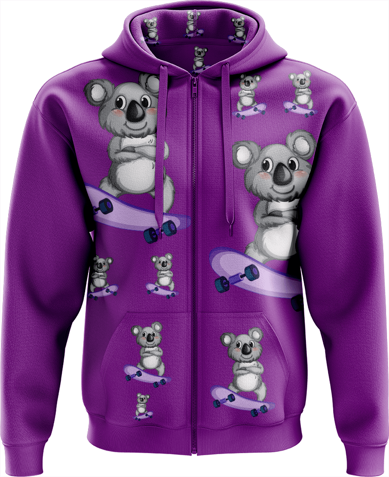 Skater Koala Full Zip Hoodies Jacket - fungear.com.au