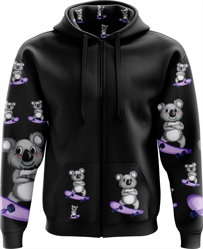 Skater Koala Full Zip Hoodies Jacket - fungear.com.au