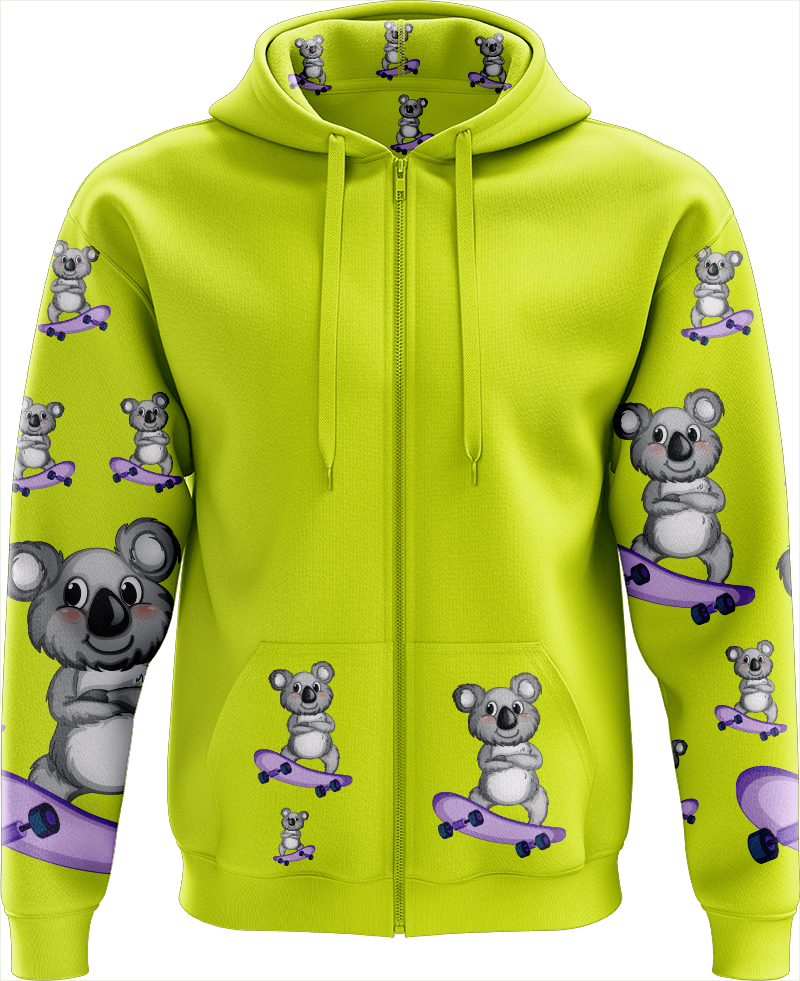 Skater Koala Full Zip Hoodies Jacket - fungear.com.au