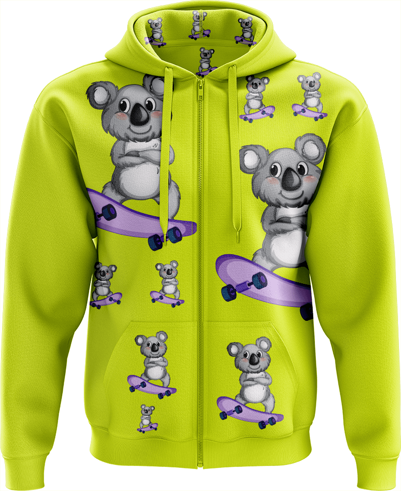 Skater Koala Full Zip Hoodies Jacket - fungear.com.au