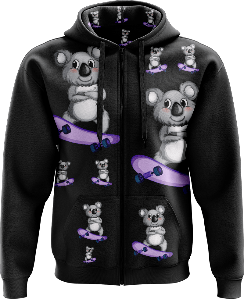 Skater Koala Full Zip Hoodies Jacket - fungear.com.au