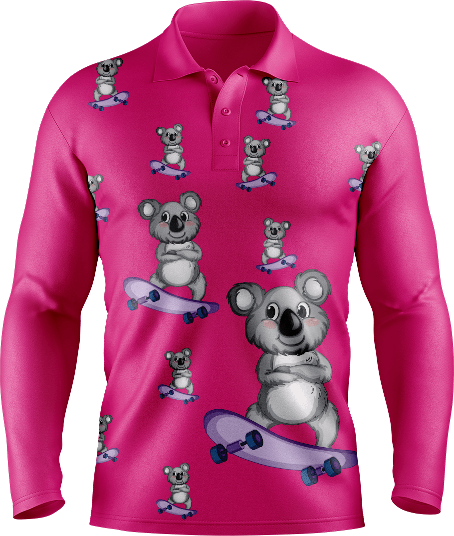 Skater Koala Men's Polo. Long or Short Sleeve - fungear.com.au