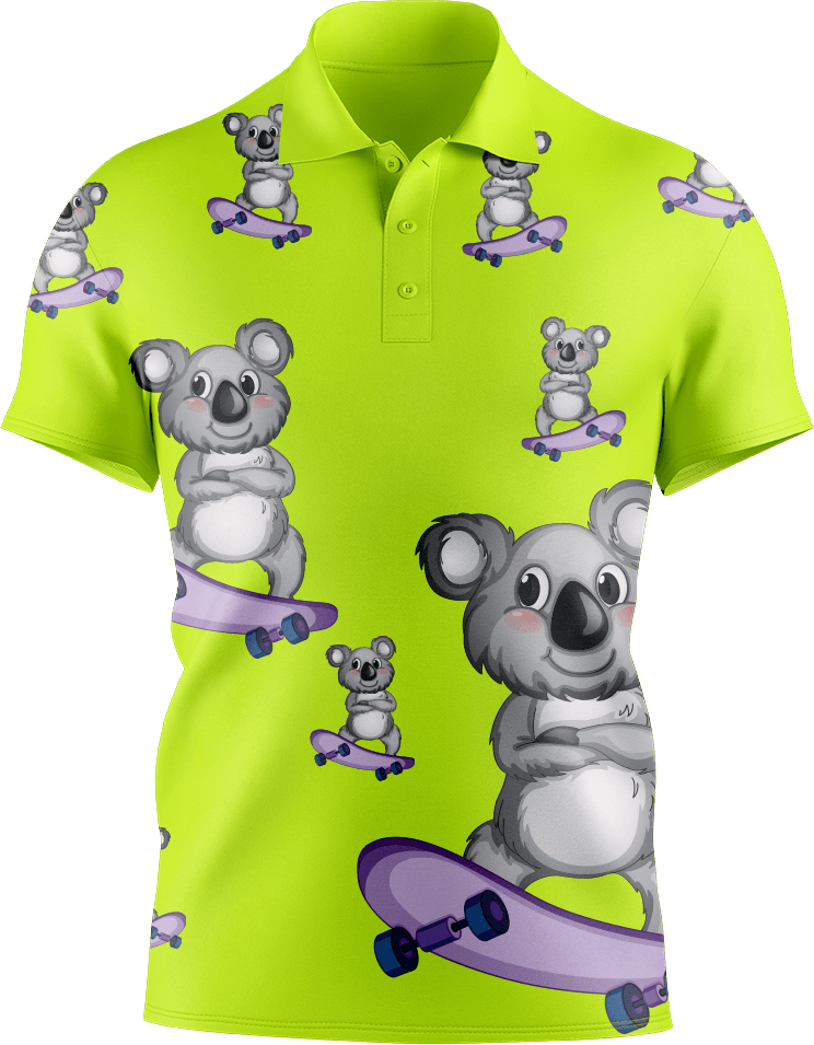 Skater Koala Men's Short Sleeve Polo - fungear.com.au