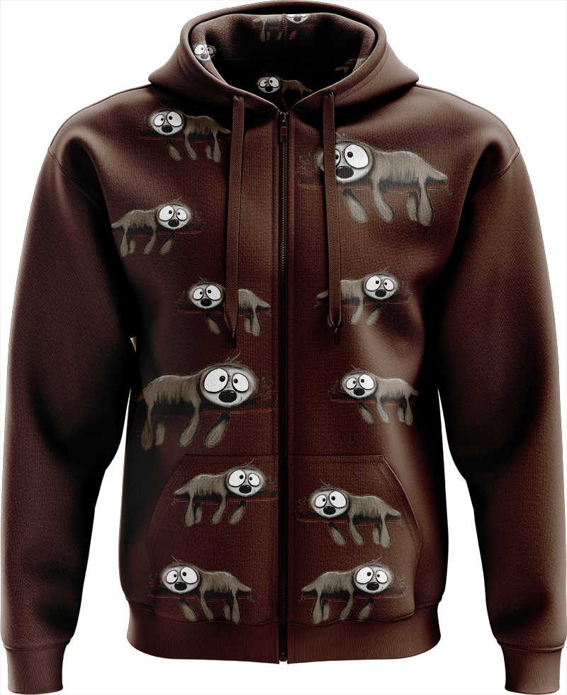 Snoozy Sloth Full Zip Hoodies Jacket - fungear.com.au