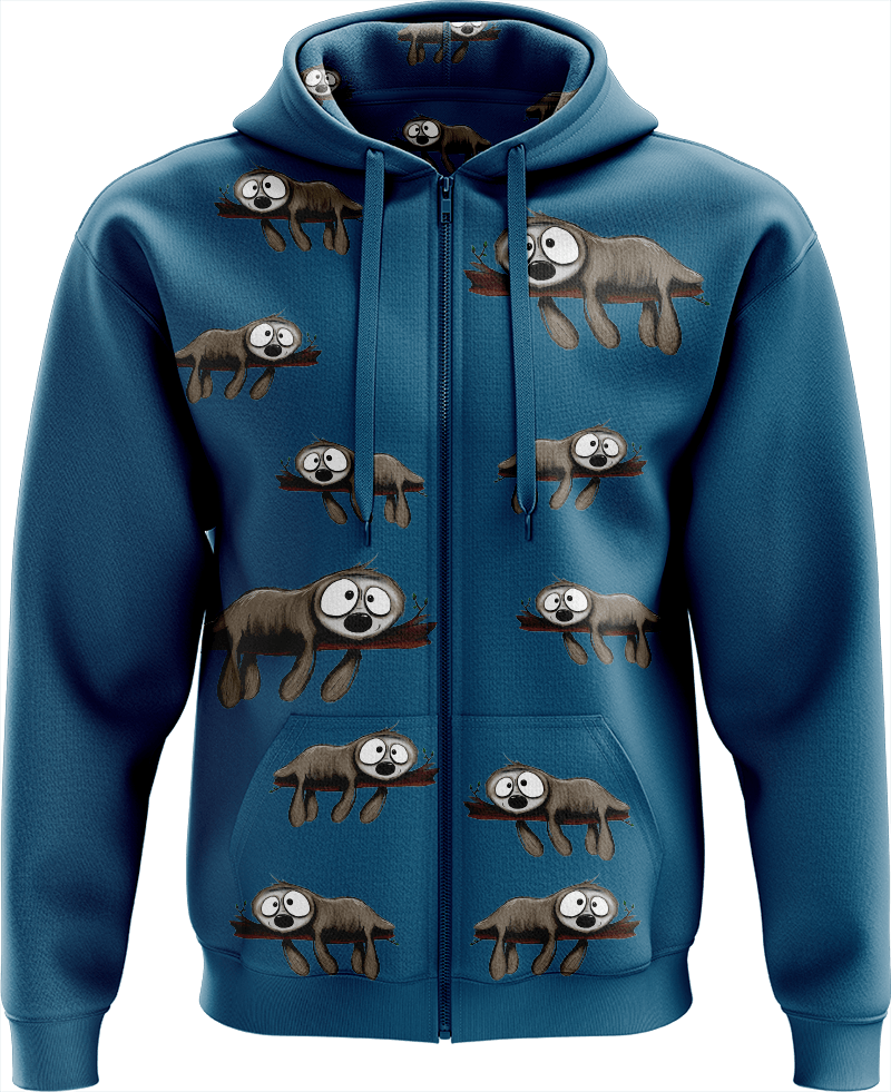 Snoozy Sloth Full Zip Hoodies Jacket - fungear.com.au