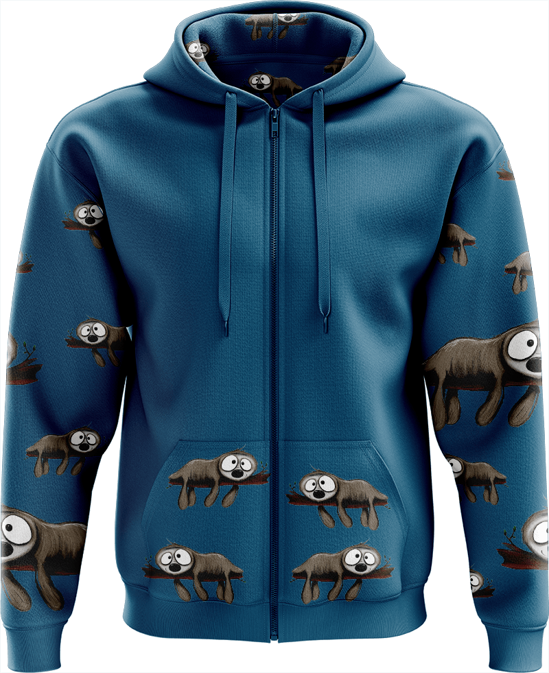 Snoozy Sloth Full Zip Hoodies Jacket - fungear.com.au