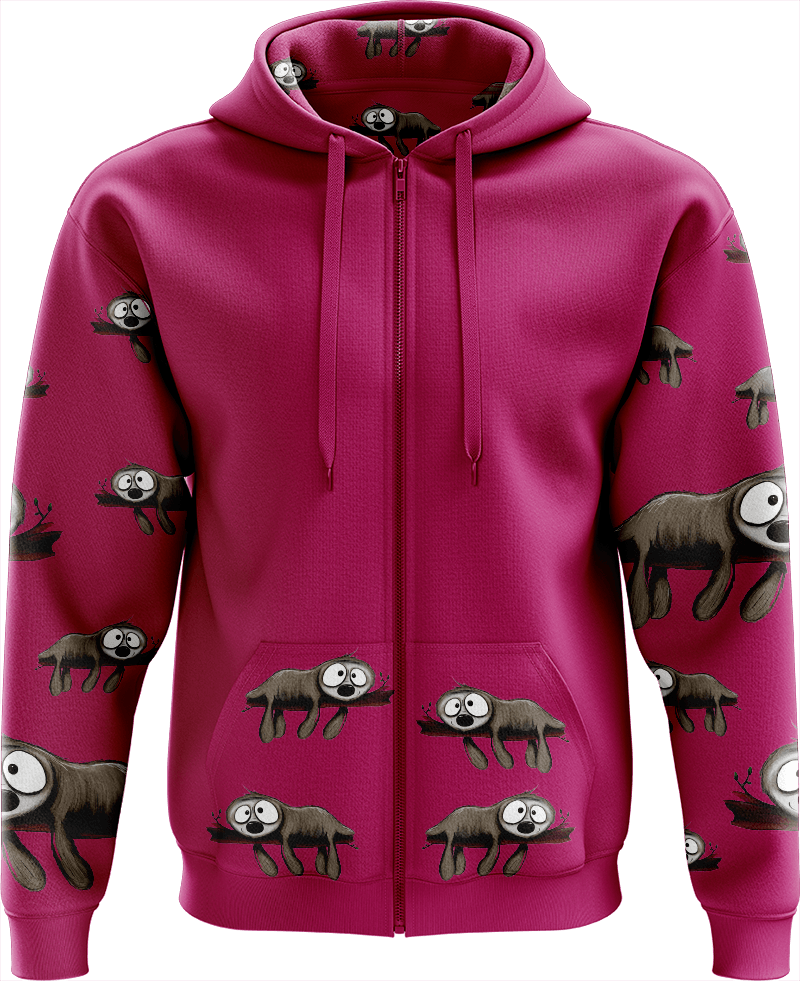 Snoozy Sloth Full Zip Hoodies Jacket - fungear.com.au
