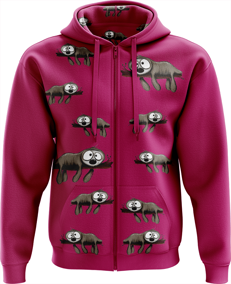 Snoozy Sloth Full Zip Hoodies Jacket - fungear.com.au