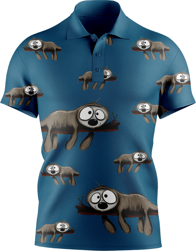 Snoozy Sloth Men's Short Sleeve Polo - fungear.com.au