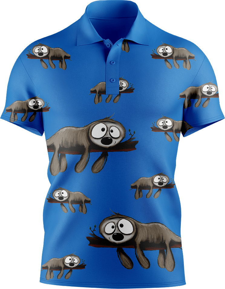 Snoozy Sloth Men's Short Sleeve Polo - fungear.com.au