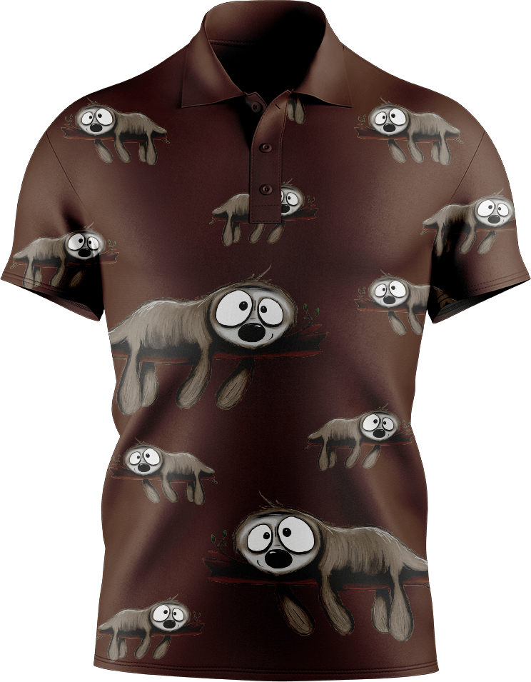 Snoozy Sloth Men's Short Sleeve Polo - fungear.com.au