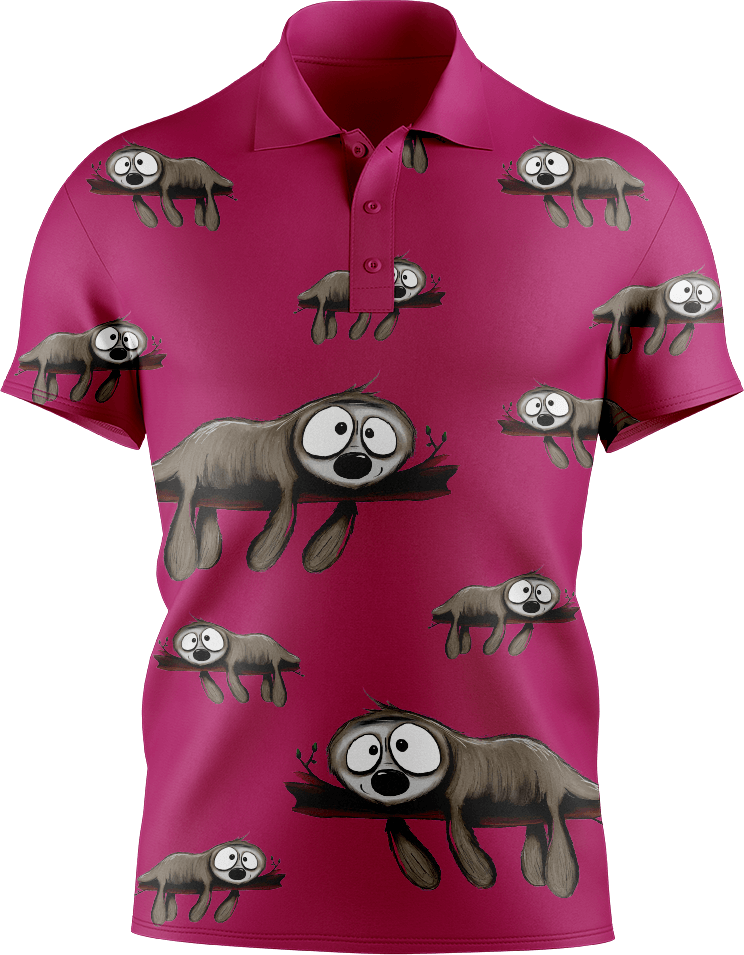 Snoozy Sloth Men's Short Sleeve Polo - fungear.com.au