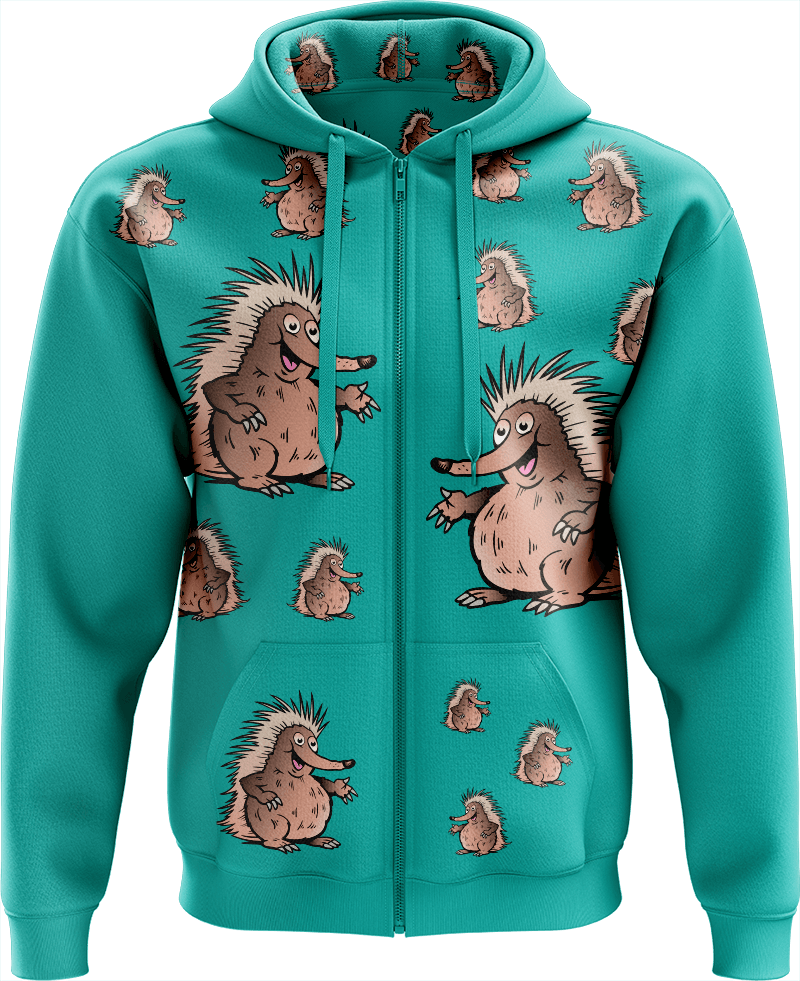 Spunky Echidna Full Zip Hoodies Jacket - fungear.com.au