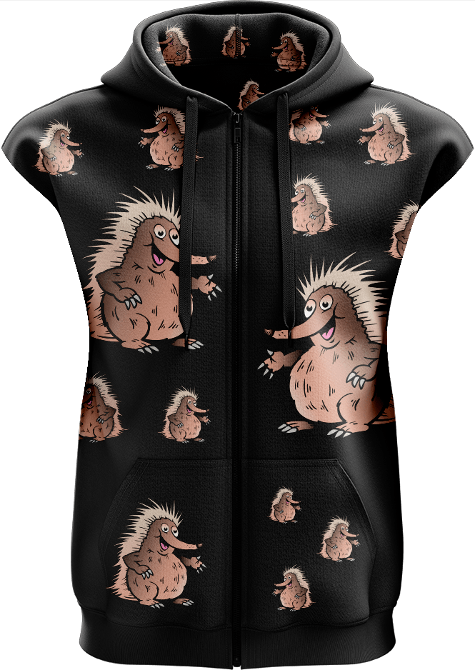 Spunky Echidna Full Zip Sleeveless Hoodie Jackets - fungear.com.au