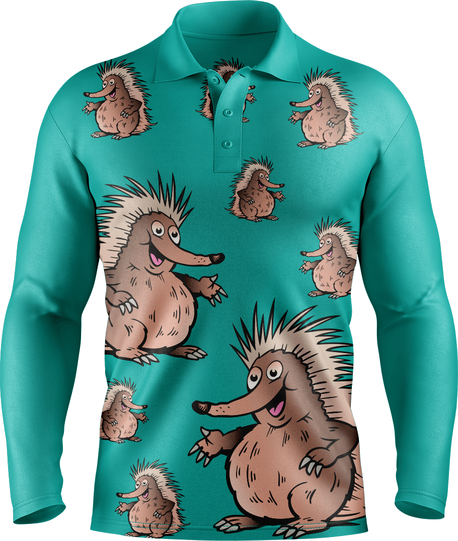 Spunky Echidna Men's Long Sleeve Polo