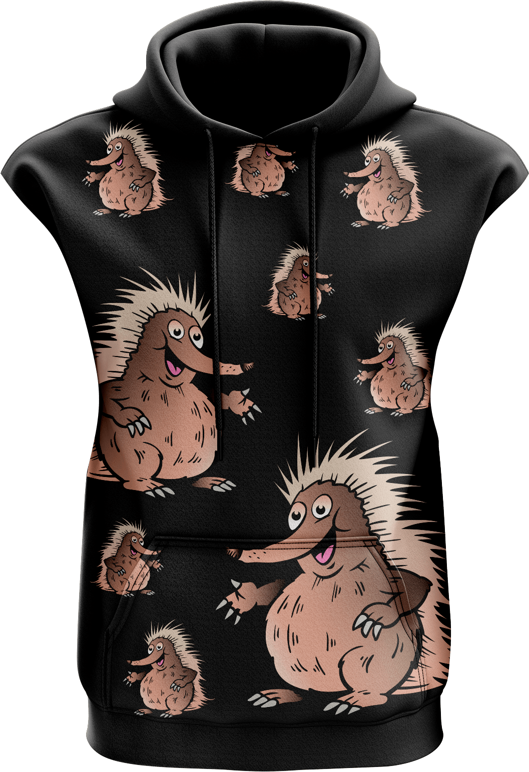 Spunky Echidna Sleeveless Hoodie - fungear.com.au