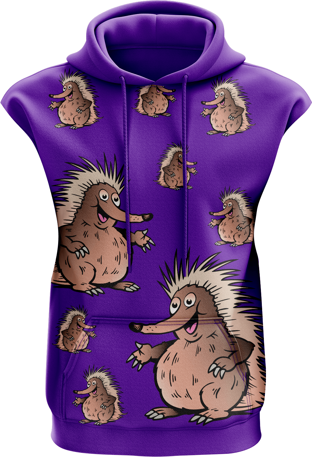 Spunky Echidna Sleeveless Hoodie - fungear.com.au