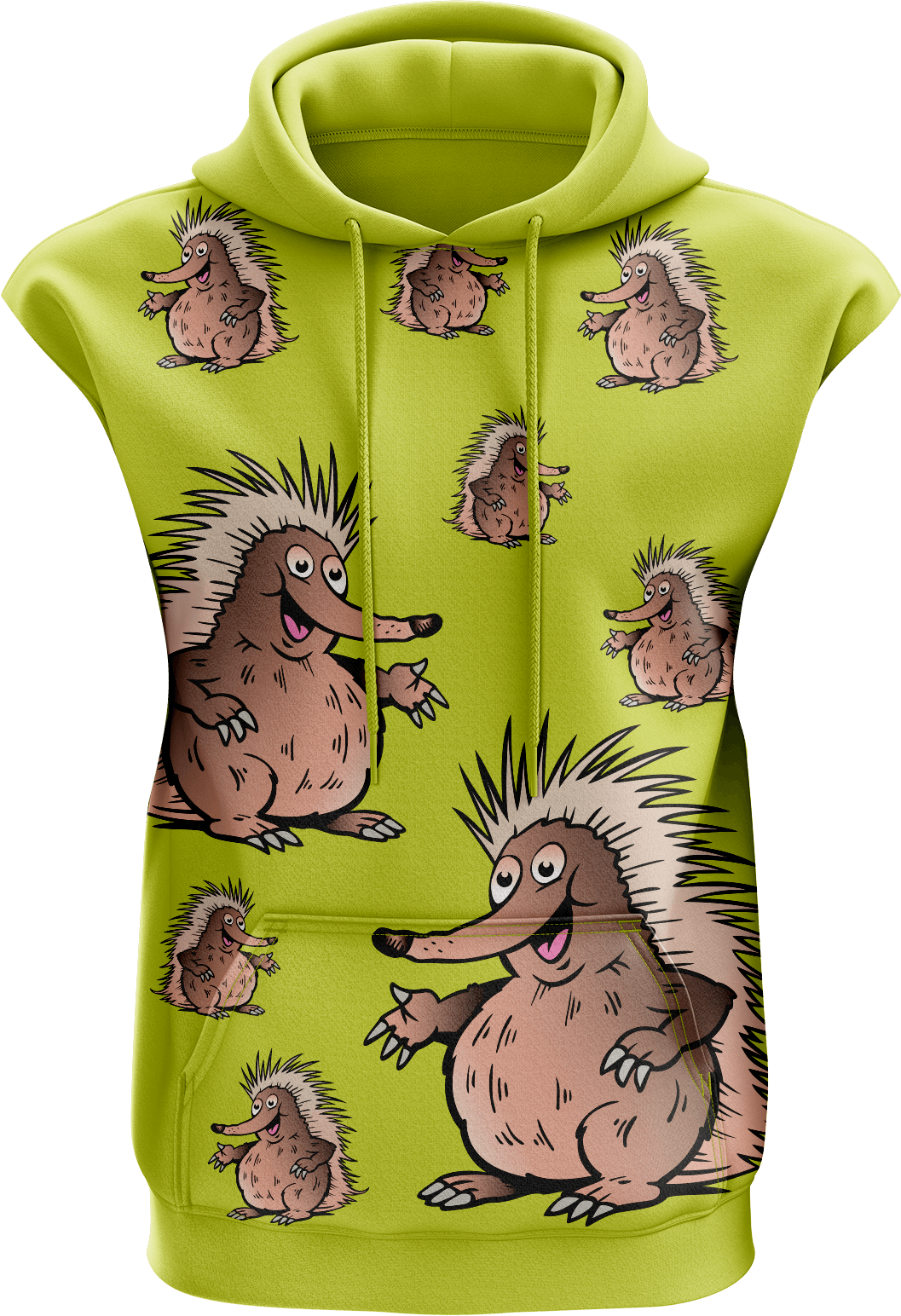Spunky Echidna Sleeveless Hoodie - fungear.com.au