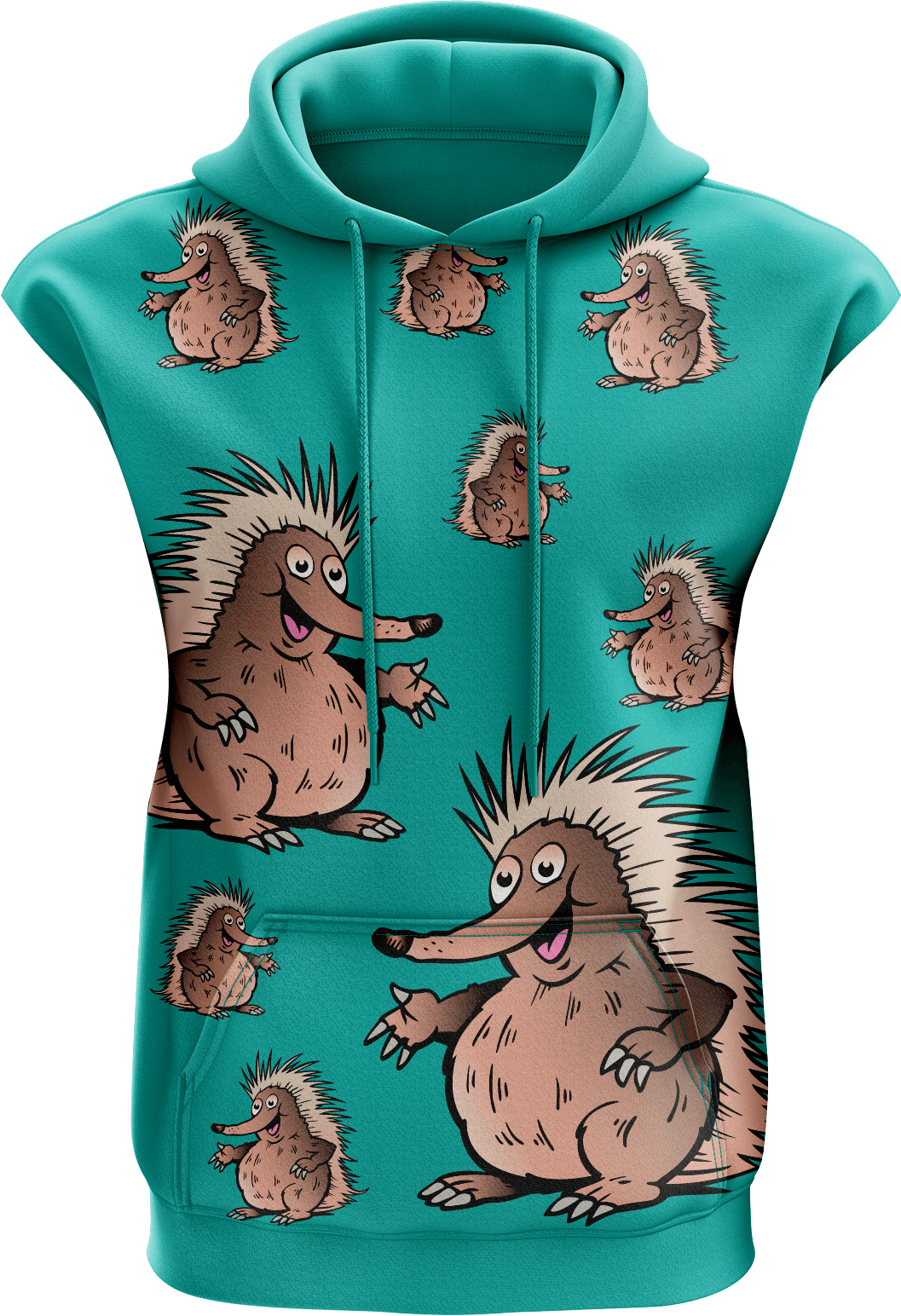 Spunky Echidna Sleeveless Hoodie - fungear.com.au