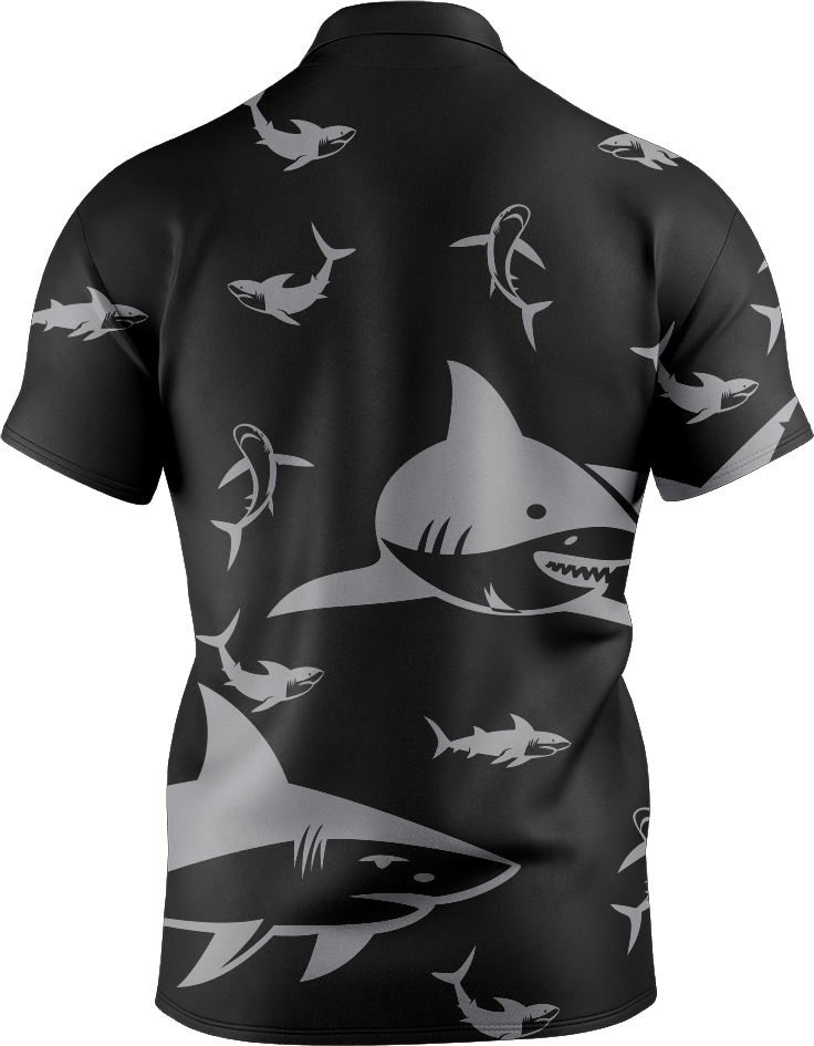 Swim With Sharks Men's Short Sleeve Polo - fungear.com.au