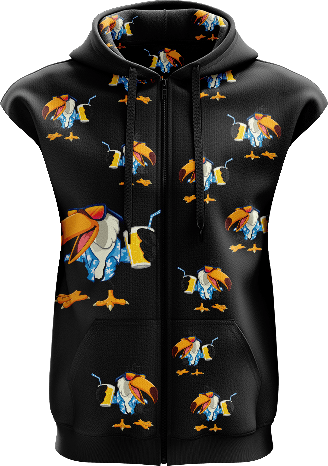 Trendy Toucan Full Zip Sleeveless Hoodie Jackets