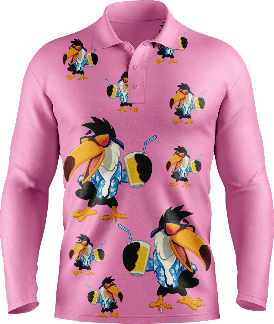 Trendy Toucan Men's Long Sleeve Polo - fungear.com.au