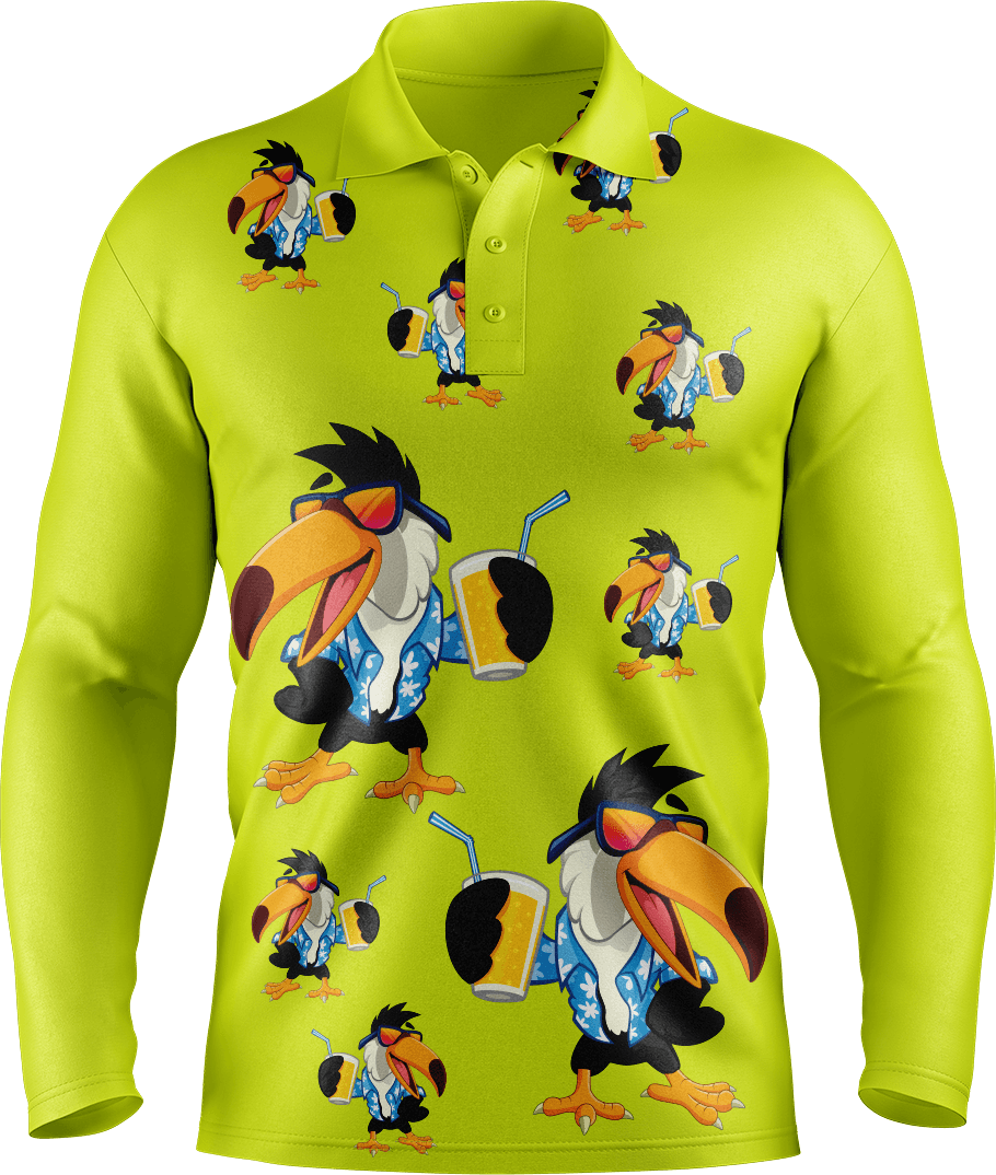 Trendy Toucan Men's Long Sleeve Polo - fungear.com.au