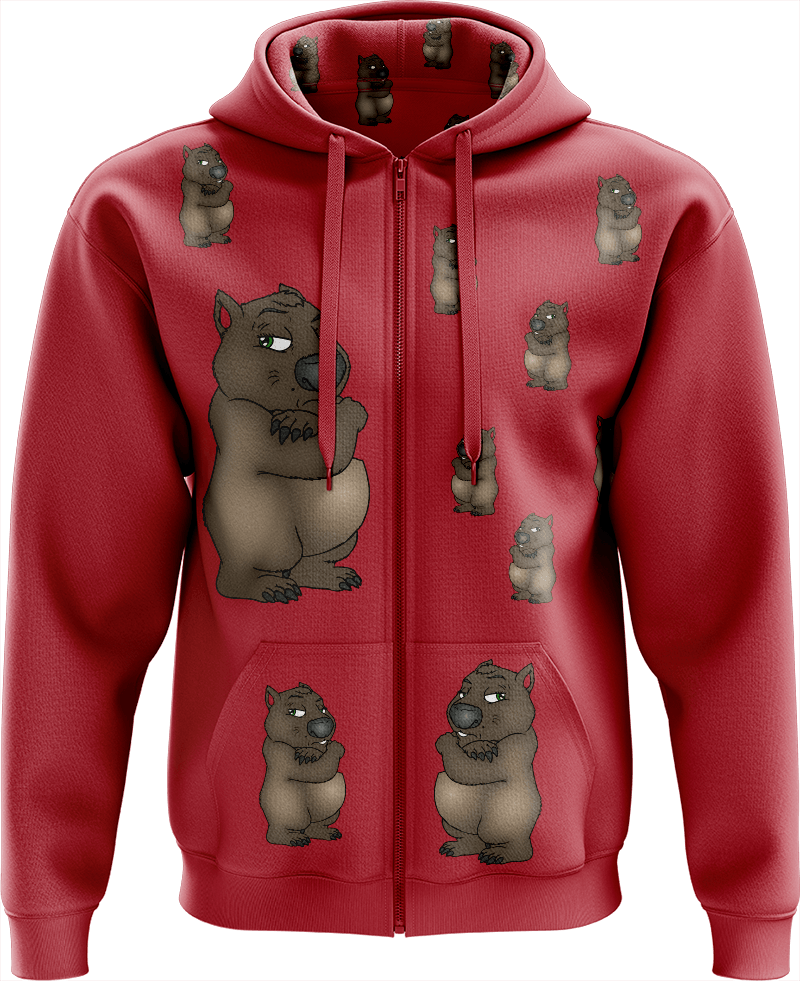 Wally Wombat Full Zip Hoodies Jackets - fungear.com.au