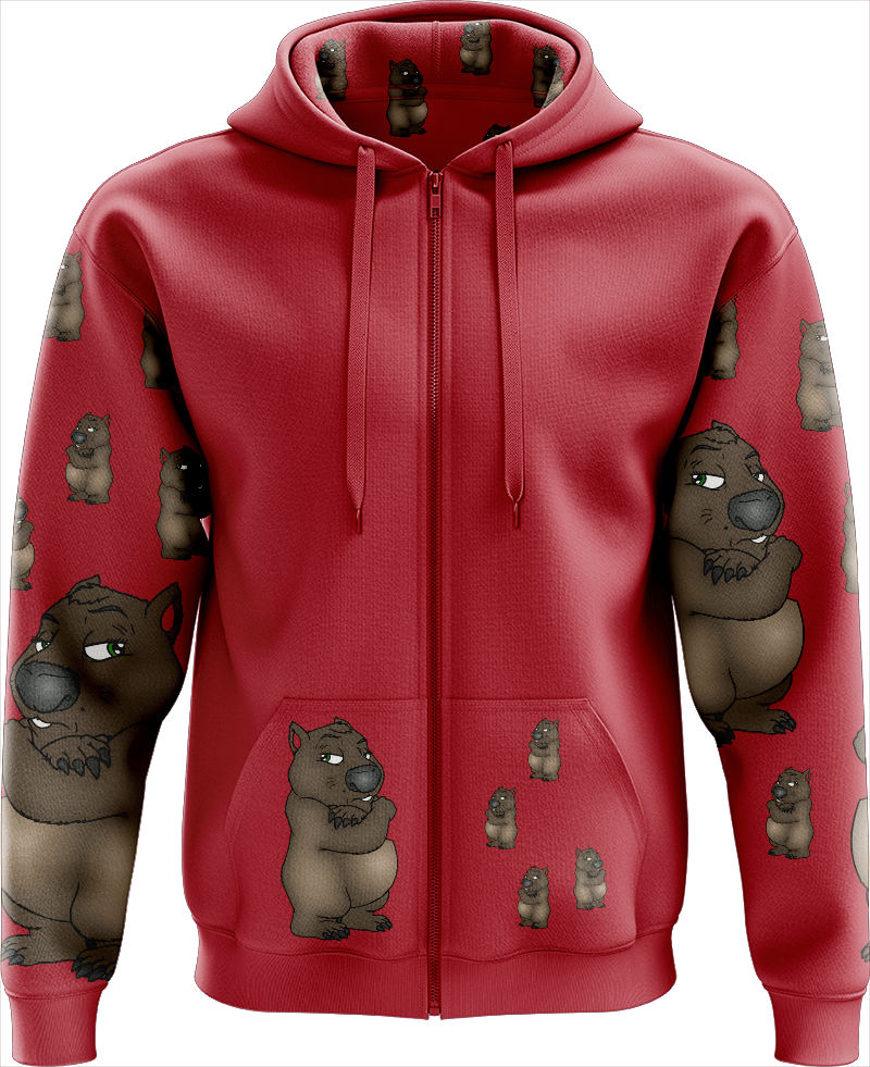 Wally Wombat Full Zip Hoodies Jackets - fungear.com.au