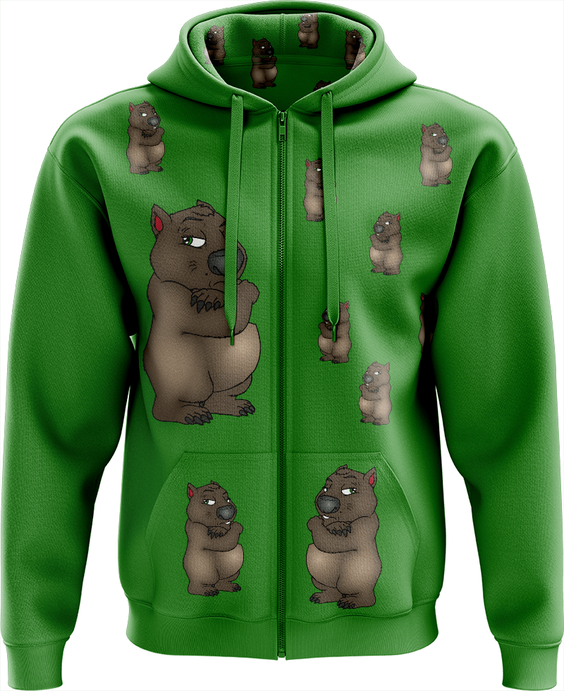 Wally Wombat Full Zip Hoodies Jackets - fungear.com.au