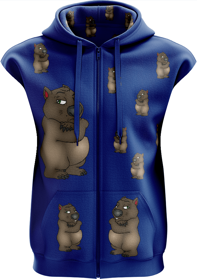 Wally Wombat Full Zip Sleeveless Hoodie Jackets - fungear.com.au