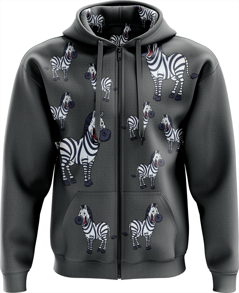 Ziva Zebra Full Zip Hoodies Jacket - fungear.com.au