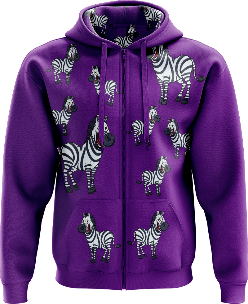 Ziva Zebra Full Zip Hoodies Jacket - fungear.com.au
