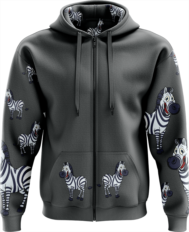 Ziva Zebra Full Zip Hoodies Jacket - fungear.com.au