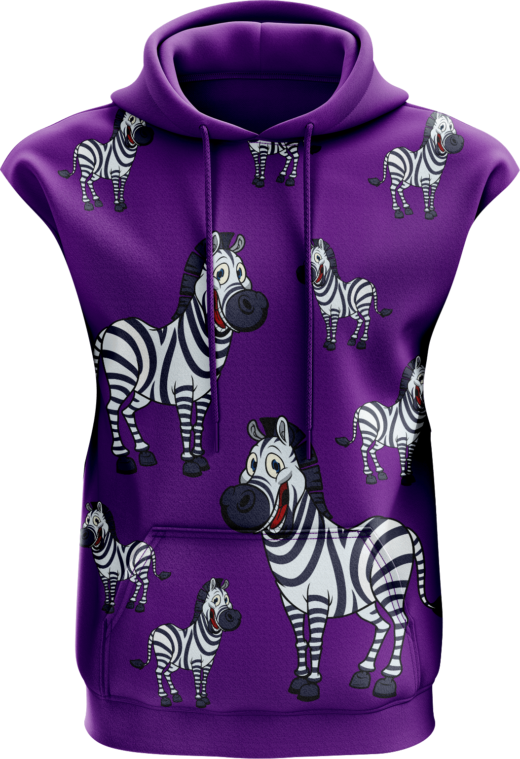 Ziva Zebra Sleeveless Hoodie - fungear.com.au