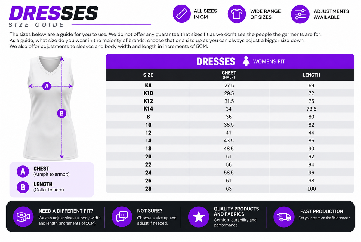 Dresses size chart