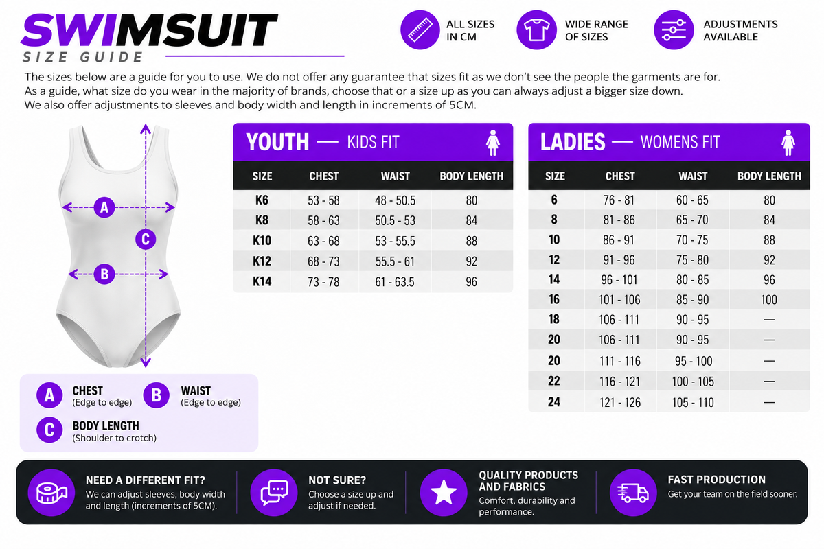 SwimSuit size chart