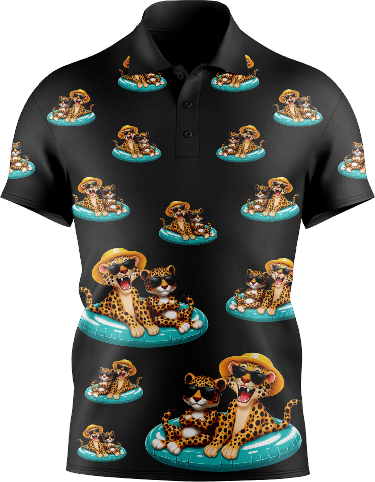 Chillin Cheetah  Men's Short Sleeve Polo