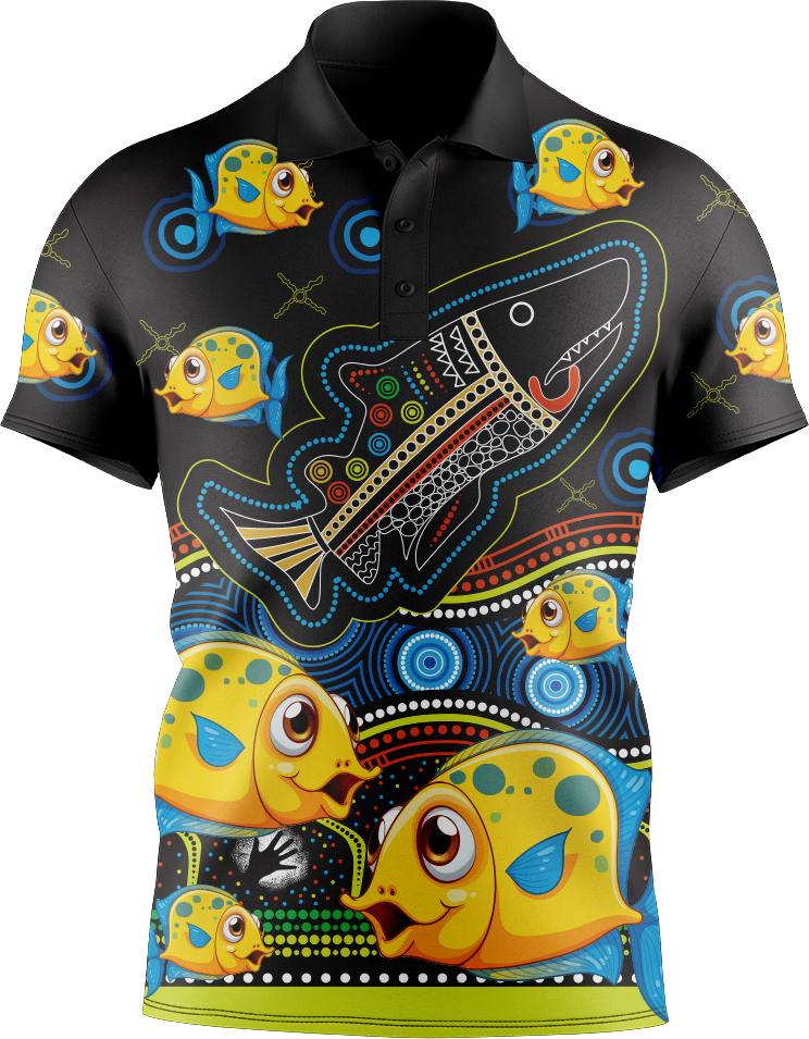 Fish Indigenous Design Men's Short Sleeve Polo