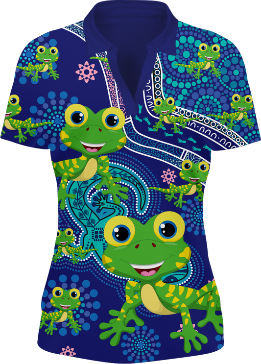 Gecko Indigenous Design Women's Short Sleeve Polo