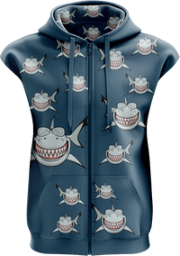 Snazzy Shark Full Zip Sleeveless Hoodie Jackets 2