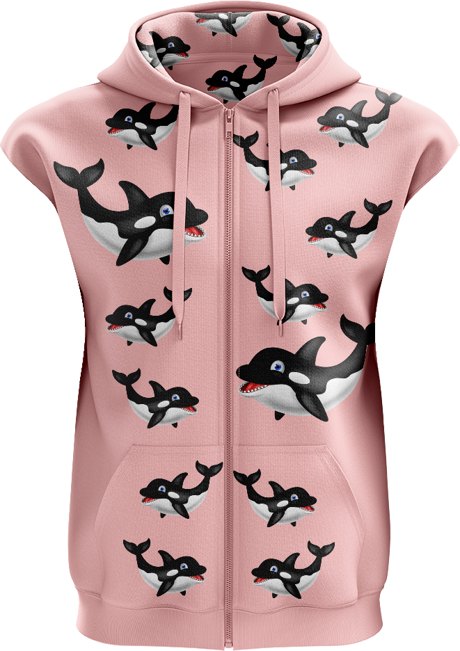Orca Whale Full Zip Sleeveless Hoodie Jackets