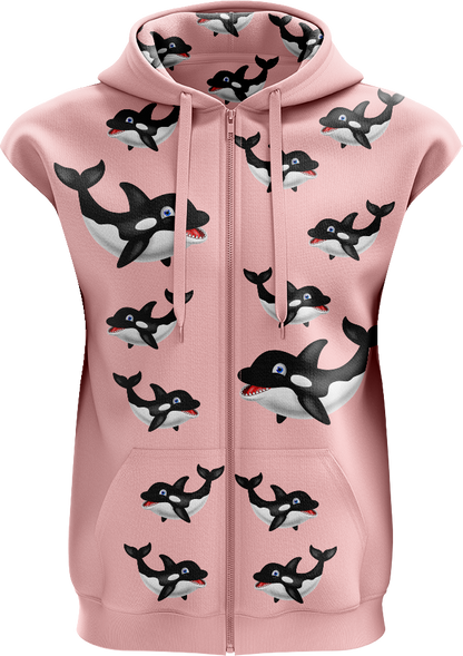 Orca Whale Full Zip Sleeveless Hoodie Jackets