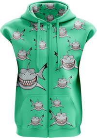 Snazzy Shark Full Zip Sleeveless Hoodie Jackets 3
